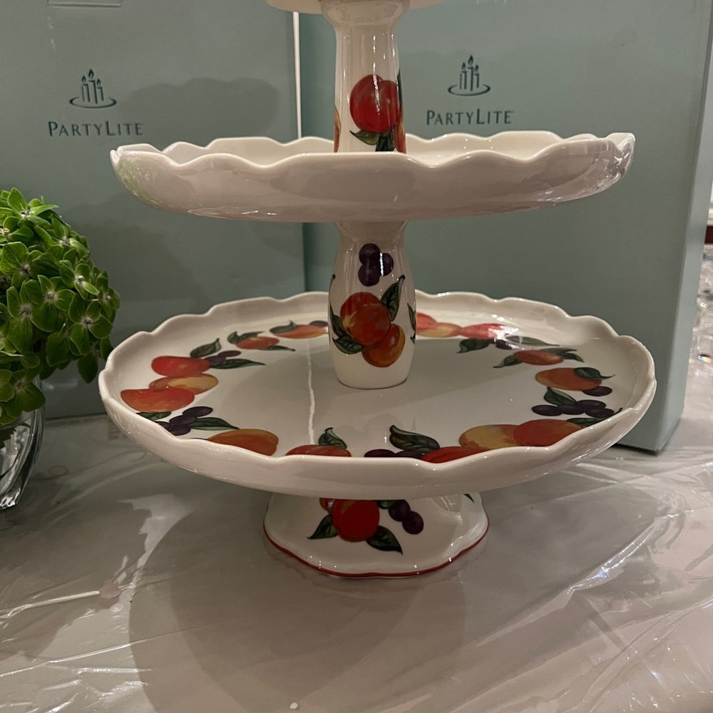 PartyLite Harvest Tiered Taper, Pillar, Votive Tealights Candle Holder - NIB